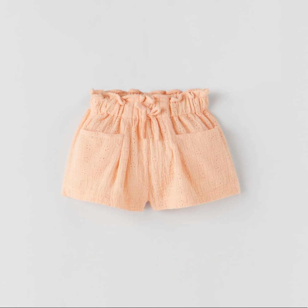 Zara Kids Textured Embroidered Shorts NWT